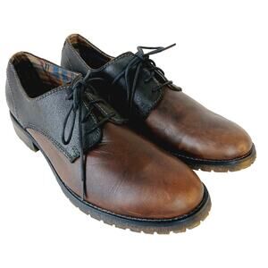Bed Stu Men's SZ 8 Carson Leather Lace Up Oxford Brown Dark Brown Plaid Interior